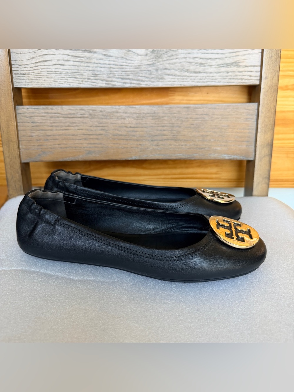 TORY BURCH MINNIE TRAVEL BALLET FLAT sz 9M black